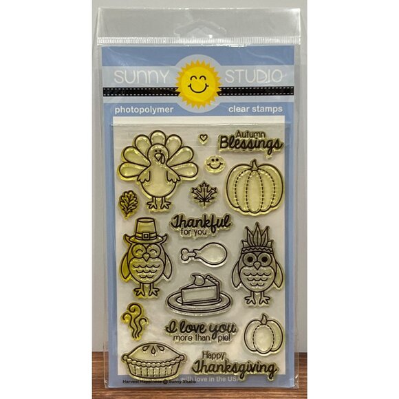 Sunny Studio Clear Stamps Thanksgiving SSCL-116 Harvest HAppiness - Picture 1 of 3